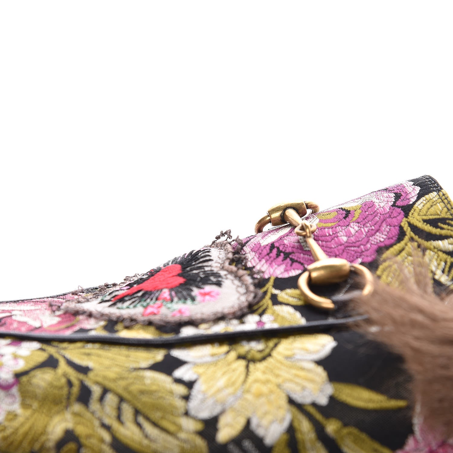 Gucci Jacquard Fur Floral Embroidered Womens Princetown Slippers 38.5 Black Multicolor 14 of 16