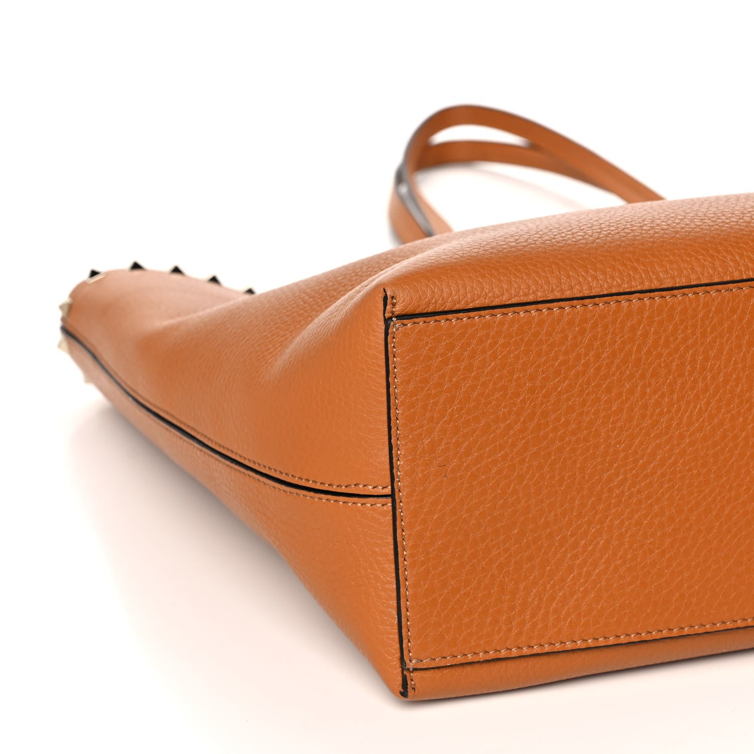Valentino Garavani Grained Calfskin Rockstud Shoulder Tote Tan 8 of 11