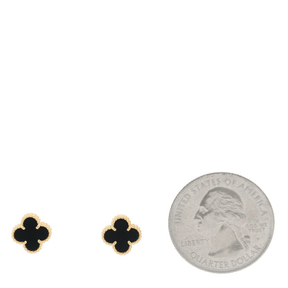 Van Cleef & Arpels 18K Yellow Gold Black Onyx Sweet Alhambra Earrings 2 of 5