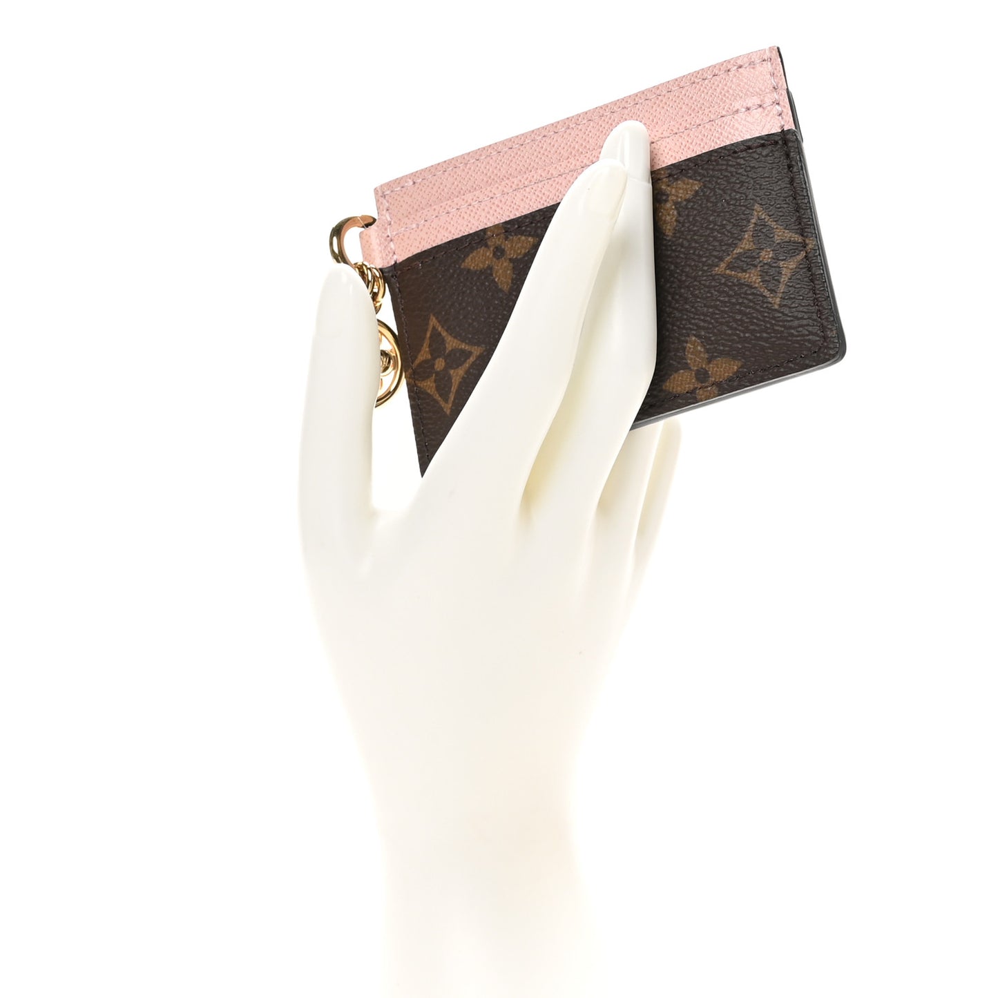 Monogram LV Charms Card Holder Rose Ballerine