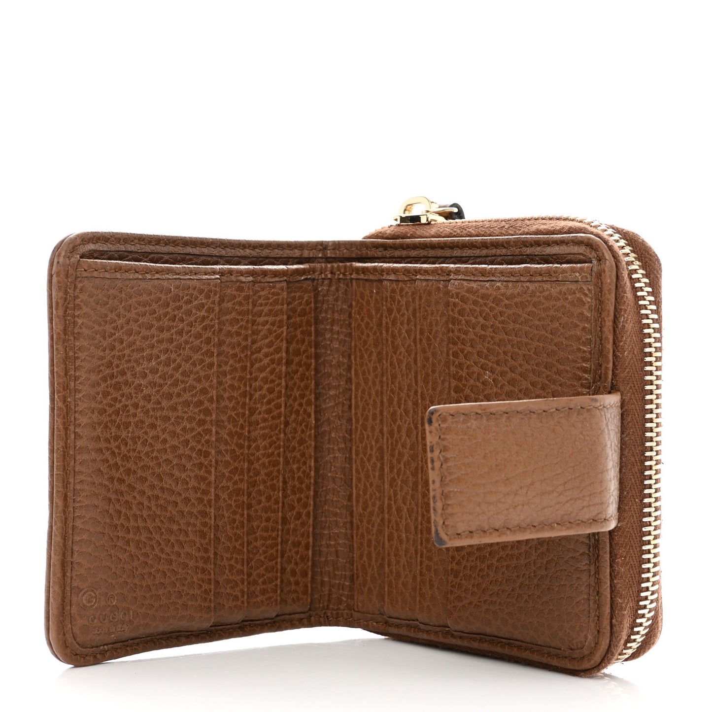 Monogram Dollar Calfskin Zip Around French Wallet Beige Ebony Tabacco