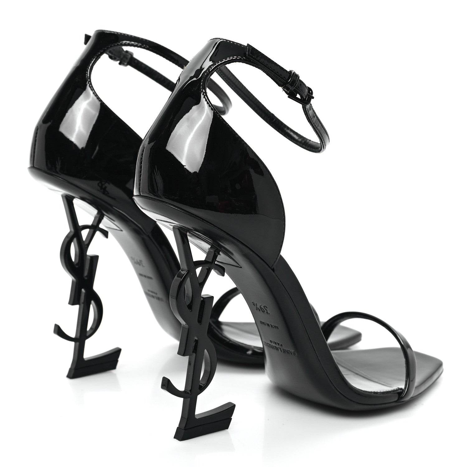 Saint Laurent Patent Calfskin Opyum 110 Sandals 39.5 Black 5 of 9