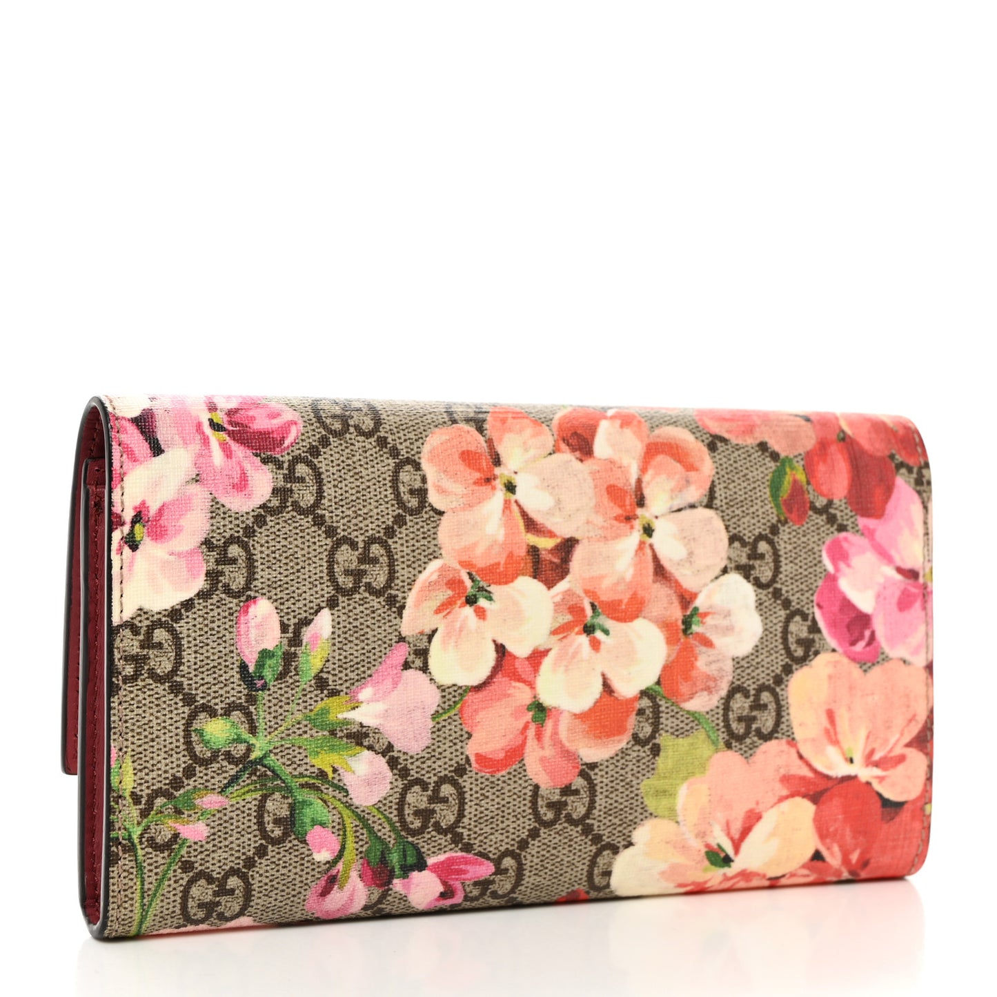 GG Supreme Monogram Blooms Continental Wallet Beige Multicolor Dry Rose