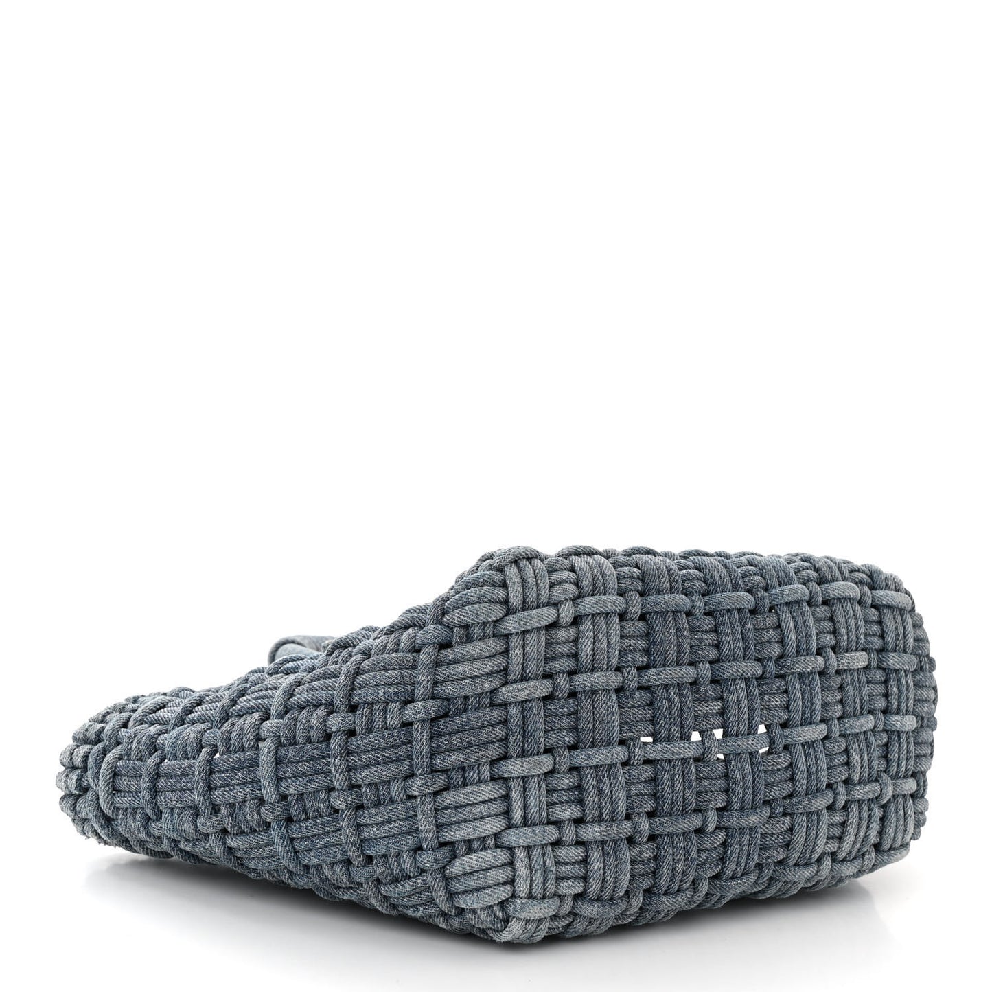 Washed Frayed Denim Braided XS Bistro Basket Blue