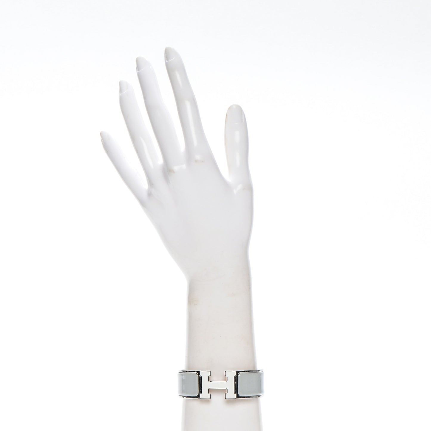 Enamel Wide Clic Clac H Bracelet PM Gris Clair White