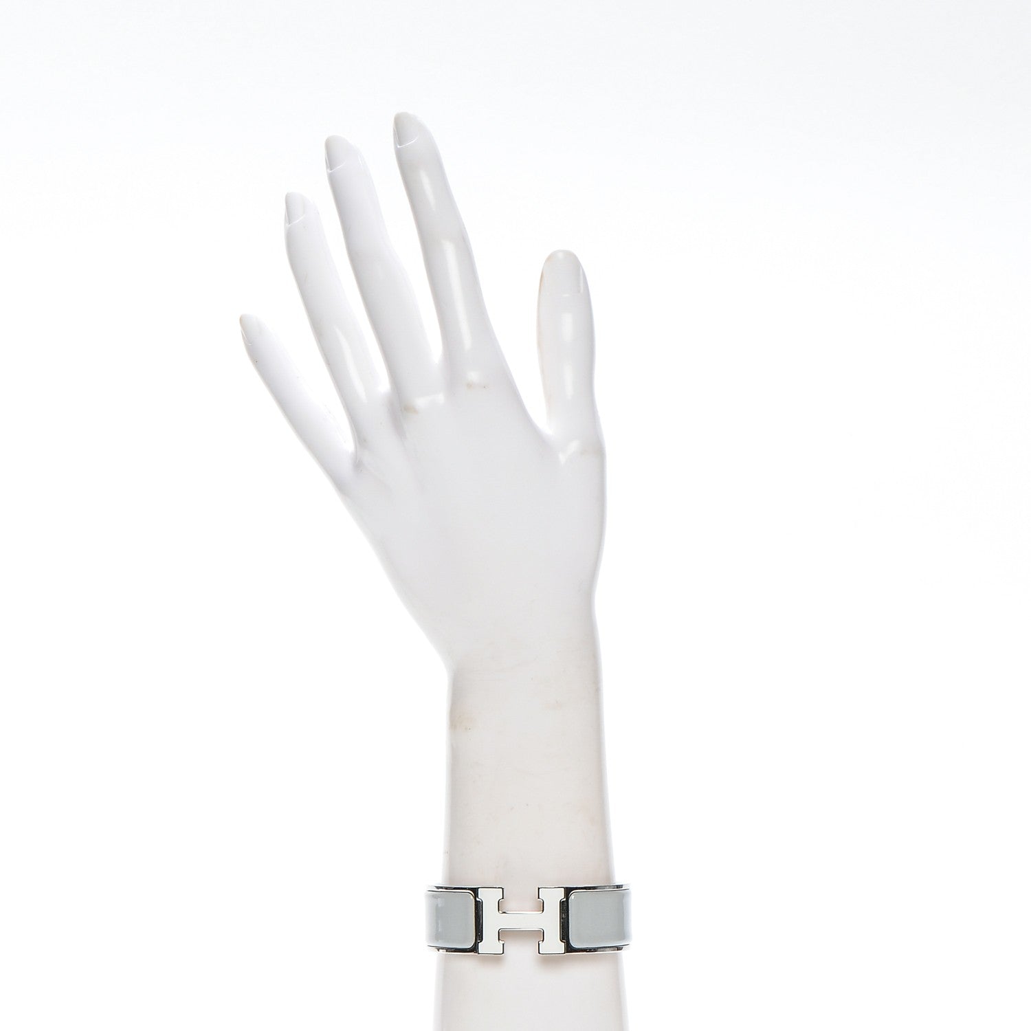Hermes Enamel Wide Clic Clac H Bracelet PM Gris Clair White 2 of 4