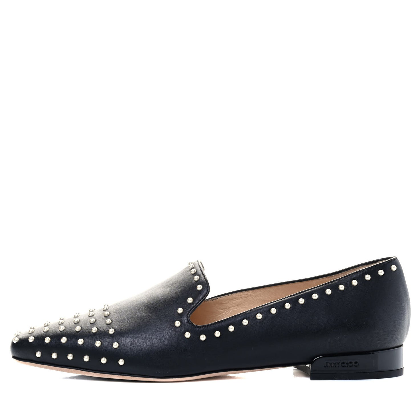 Nappa Pearl Studded Jaida Flat Loafer 40 Black