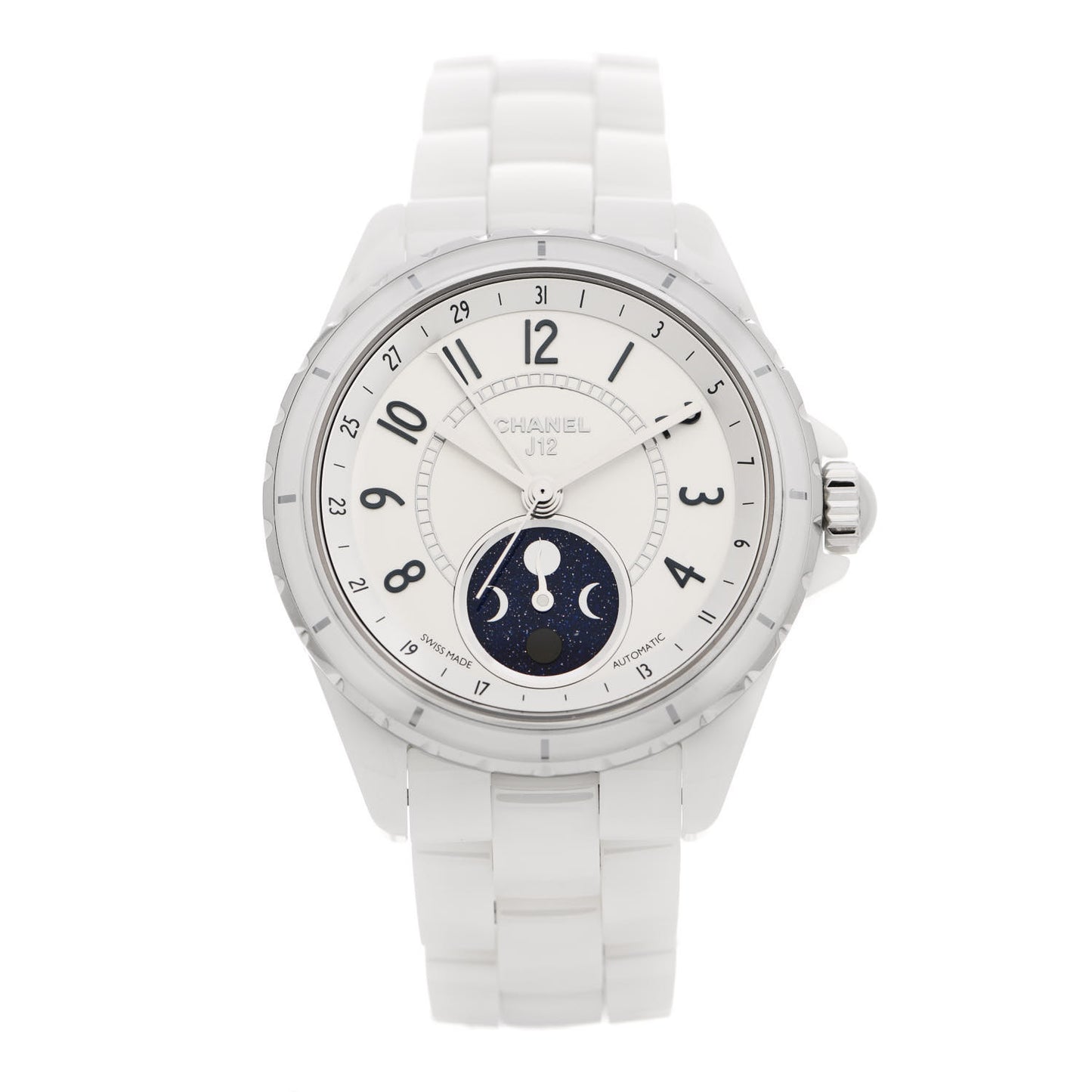 Stainless Steel Ceramic 38mm J12 Moonphase Automatic Watch White