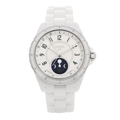 Chanel Stainless Steel Ceramic 38mm J12 Moonphase Automatic Watch White 1 of 5