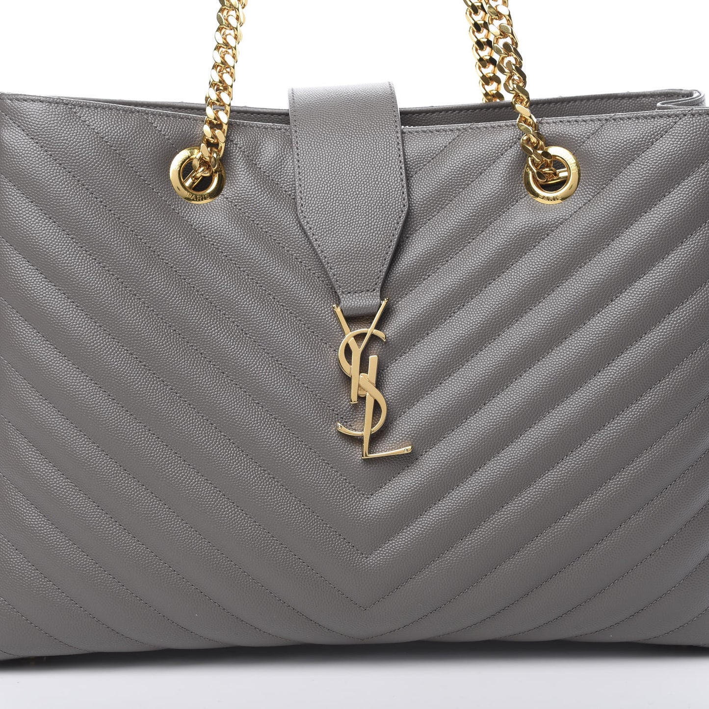 Grain De Poudre Matelasse Chevron Monogram Shopping Bag Fog