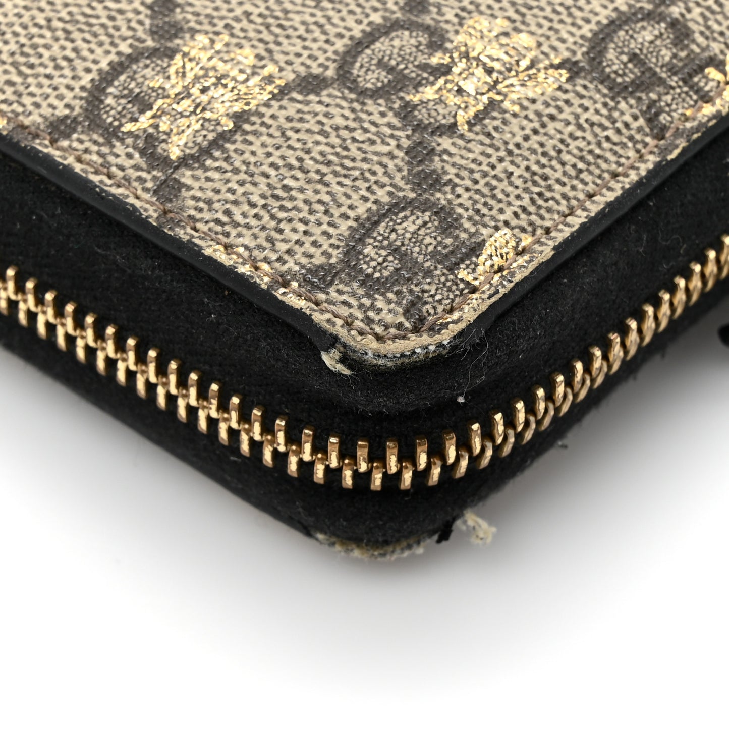 GG Supreme Monogram Bees Zip Around Wallet