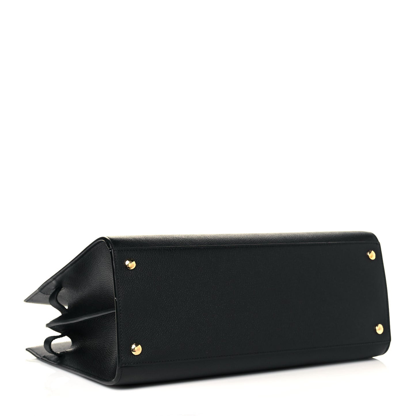 Grainy Calfskin Medium Title Bag Black