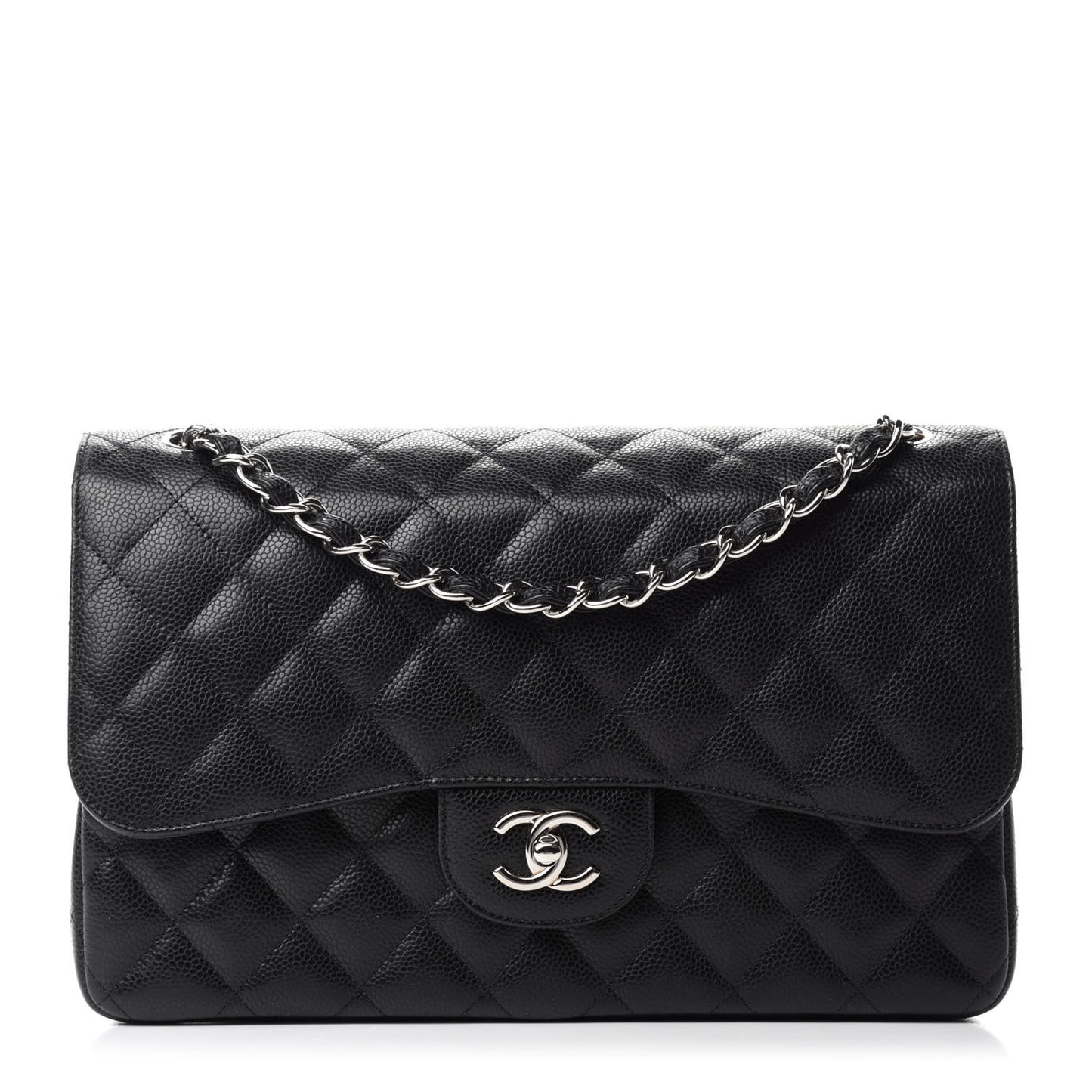 Caviar Quilted Jumbo Double Flap Black