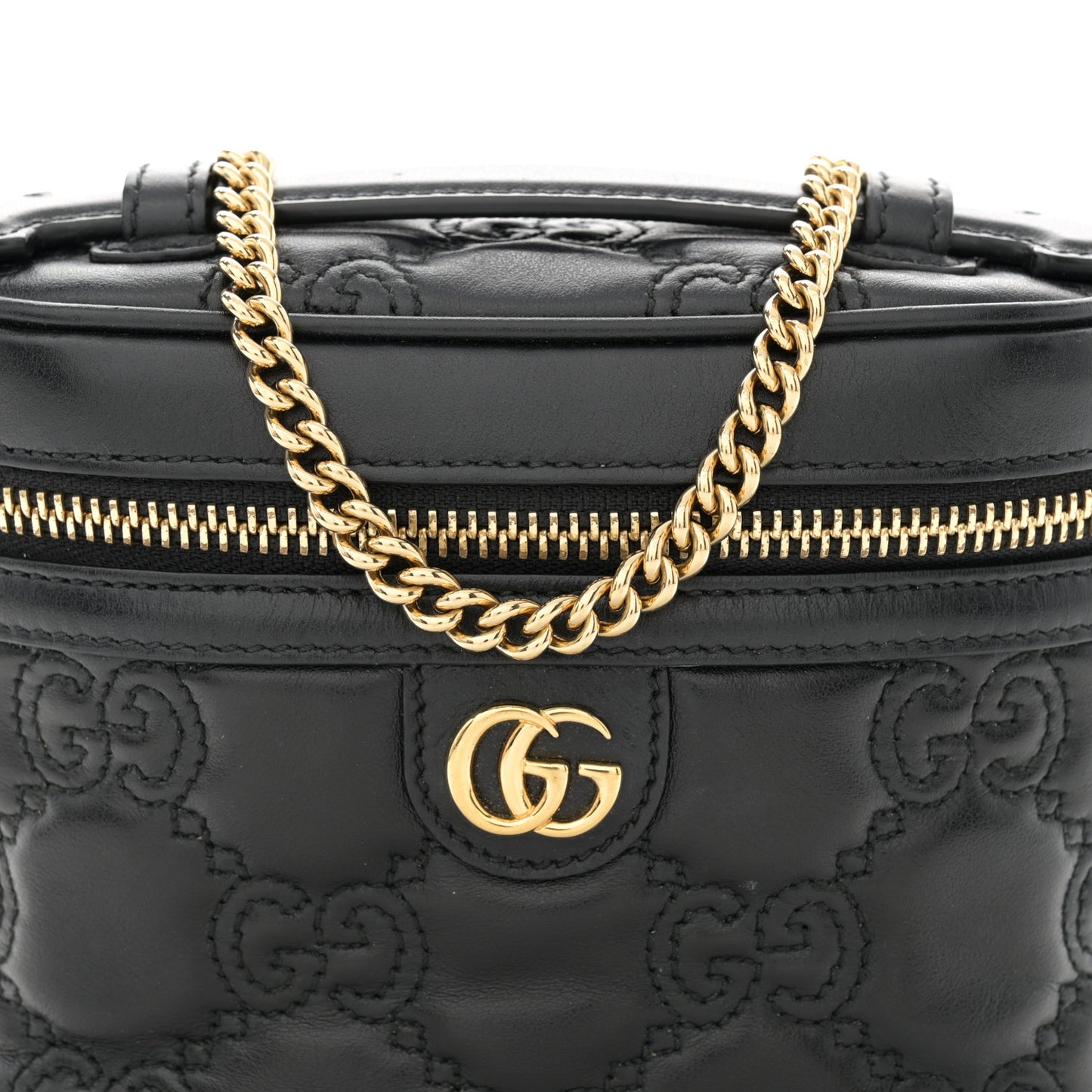 Calfskin GG Matelasse Mini Top Handle Bag Black