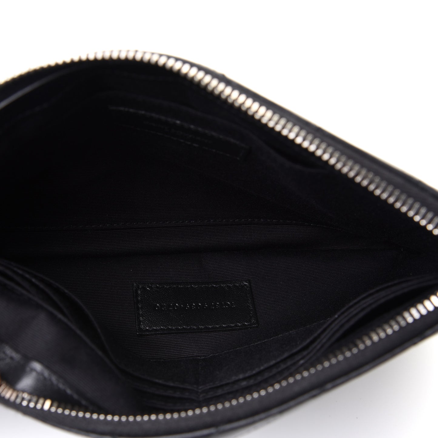 Calfskin Matelasse Chevron Monogram A5 Wristlet Black