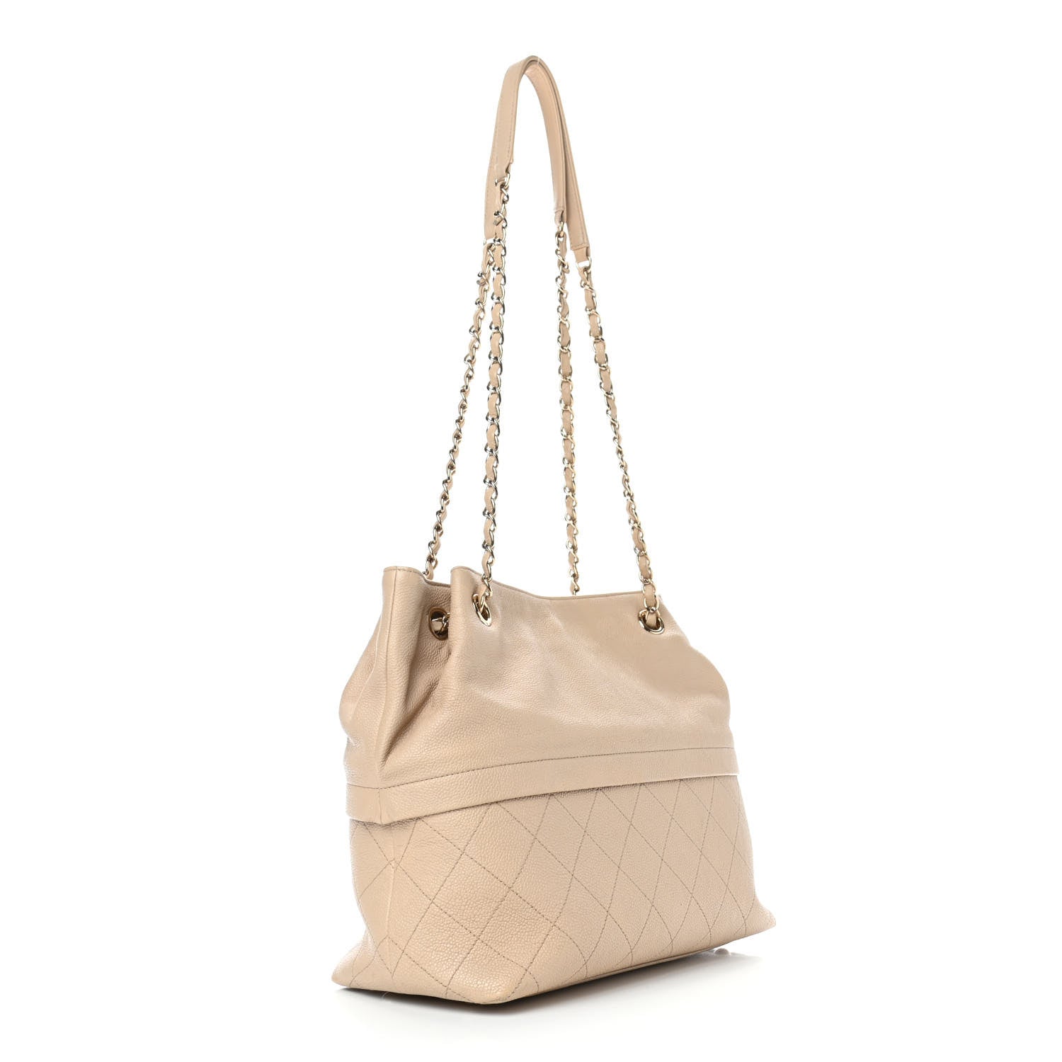 Chanel Caviar Stitched Shopping Tote Beige 3 of 14