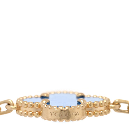 Van Cleef & Arpels 18K Yellow Gold Blue Agate 5 Motifs Vintage Alhambra Bracelet 3 of 4