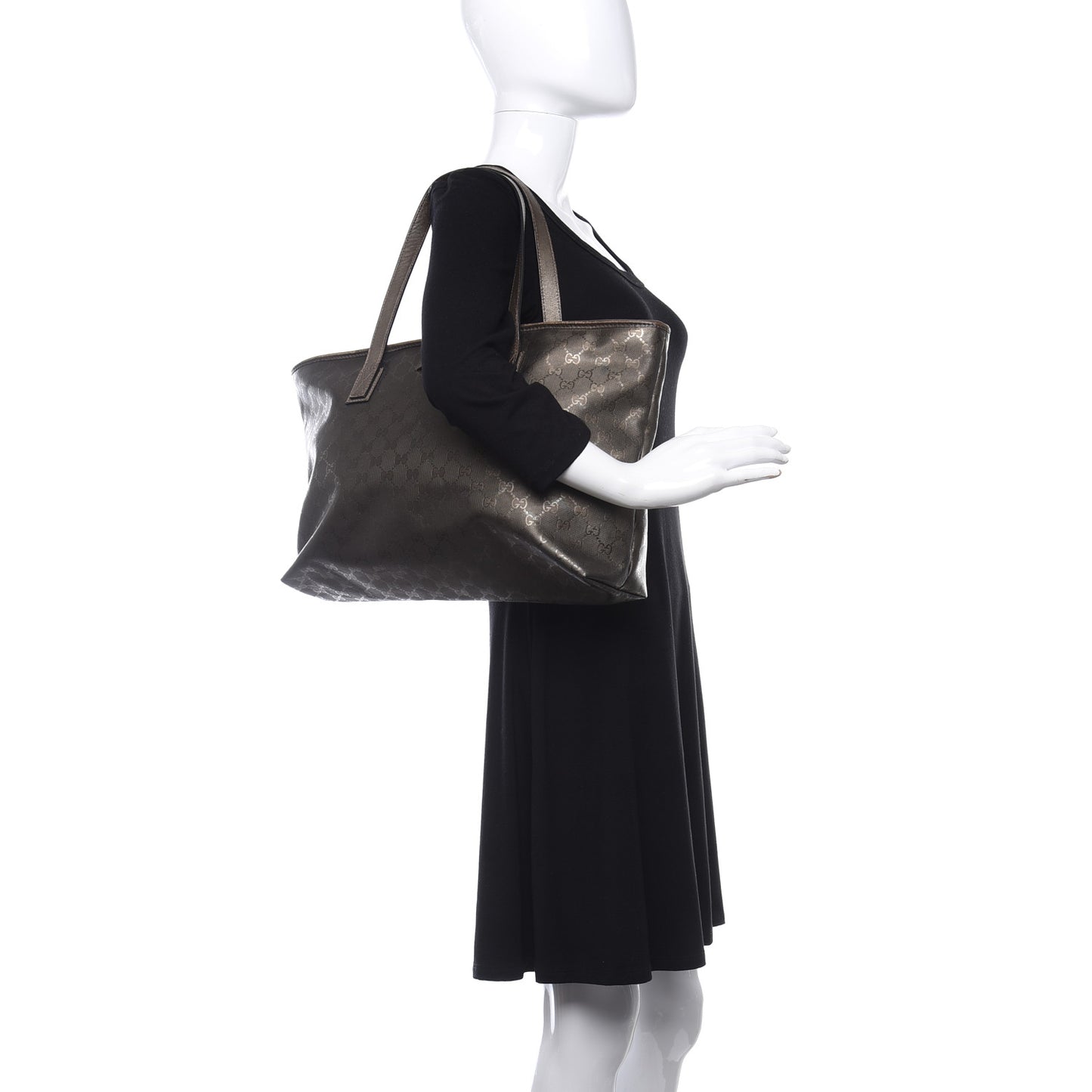 Imprime Monogram Medium Zippered Shopping Tote Pewter