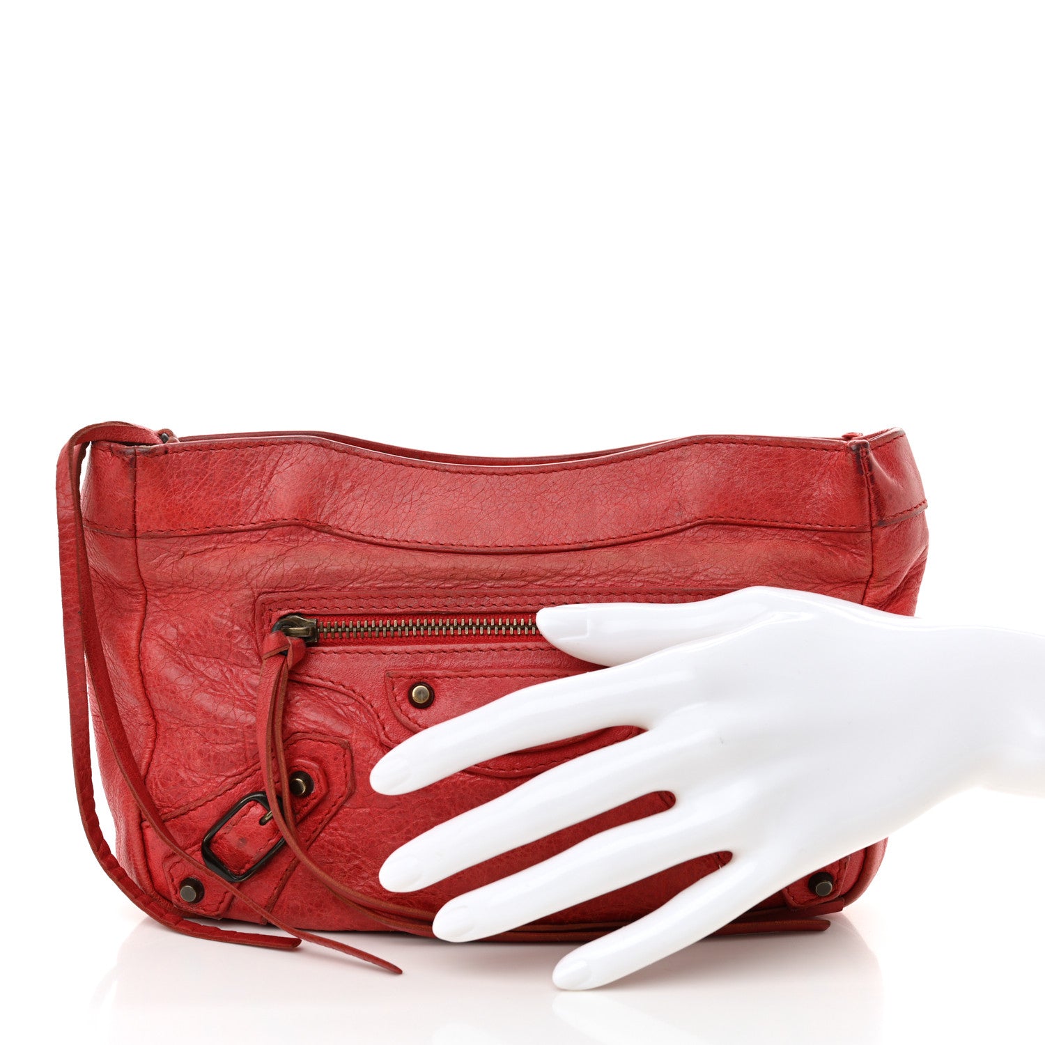Balenciaga Chevre Classic Hardware Porte Toilette Makeup Clutch  Rouge Coquelicot 2 of 15