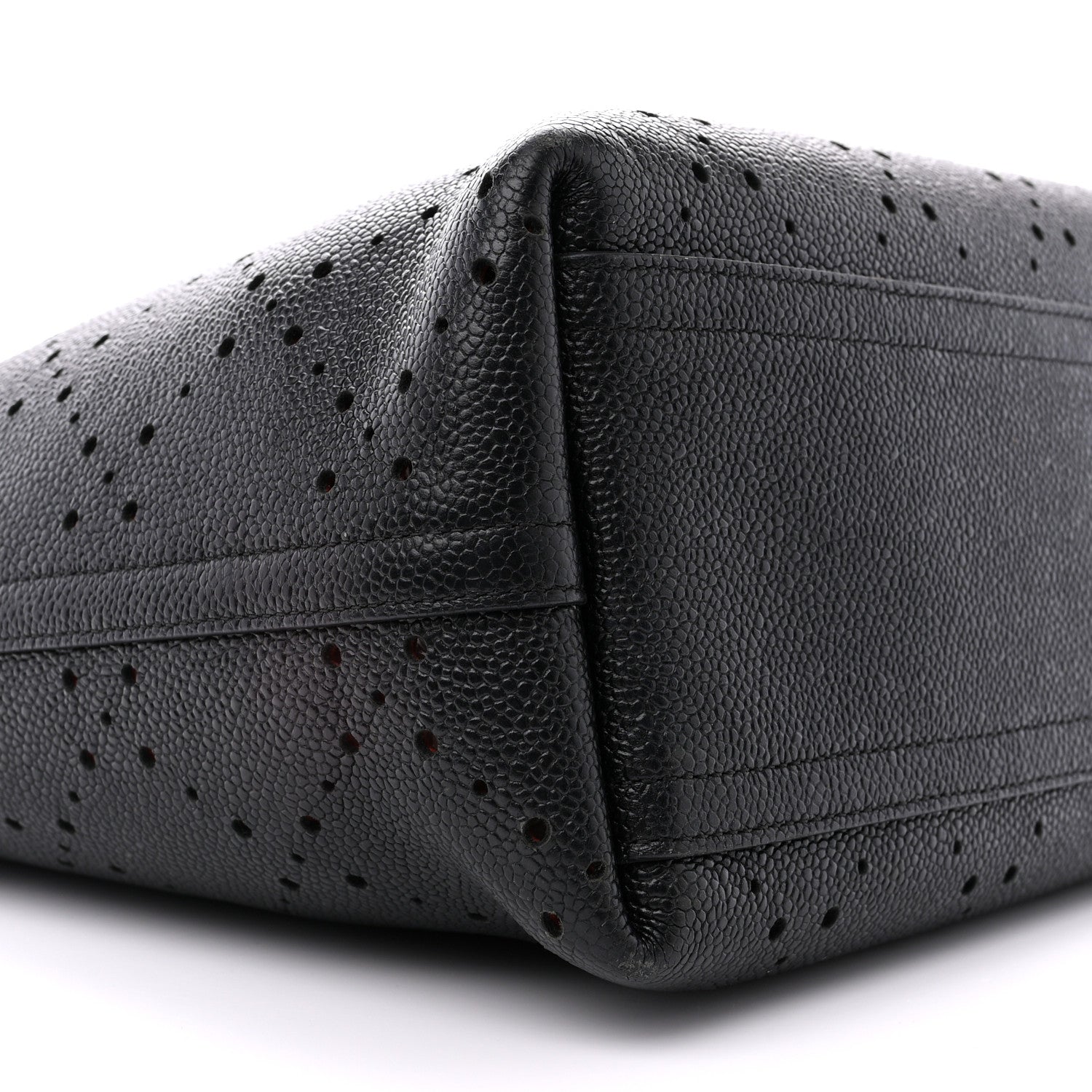Chanel Perforated Grained Calfskin Small Shopping Tote Black 10 of 17