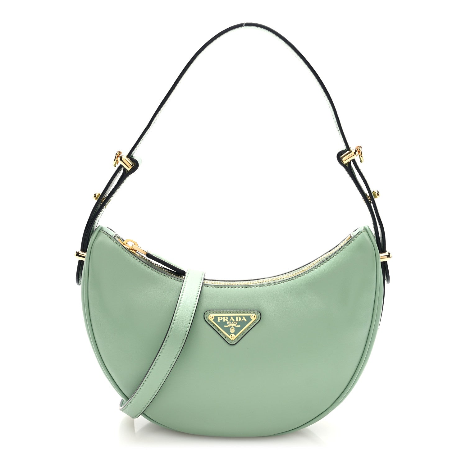 Prada Soft Calfskin Arque Shoulder Bag Green 1 of 9
