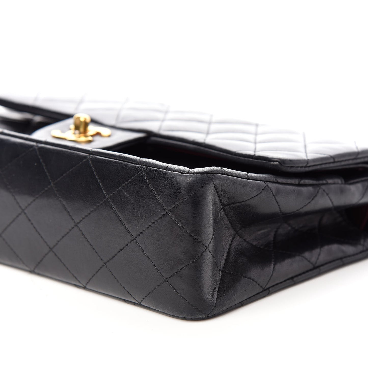Lambskin Quilted Medium Double Flap Black