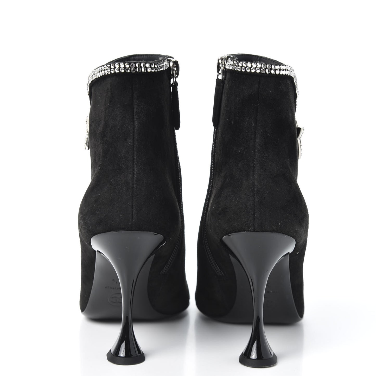 Suede Crystal Star Short Boots 37.5 Black