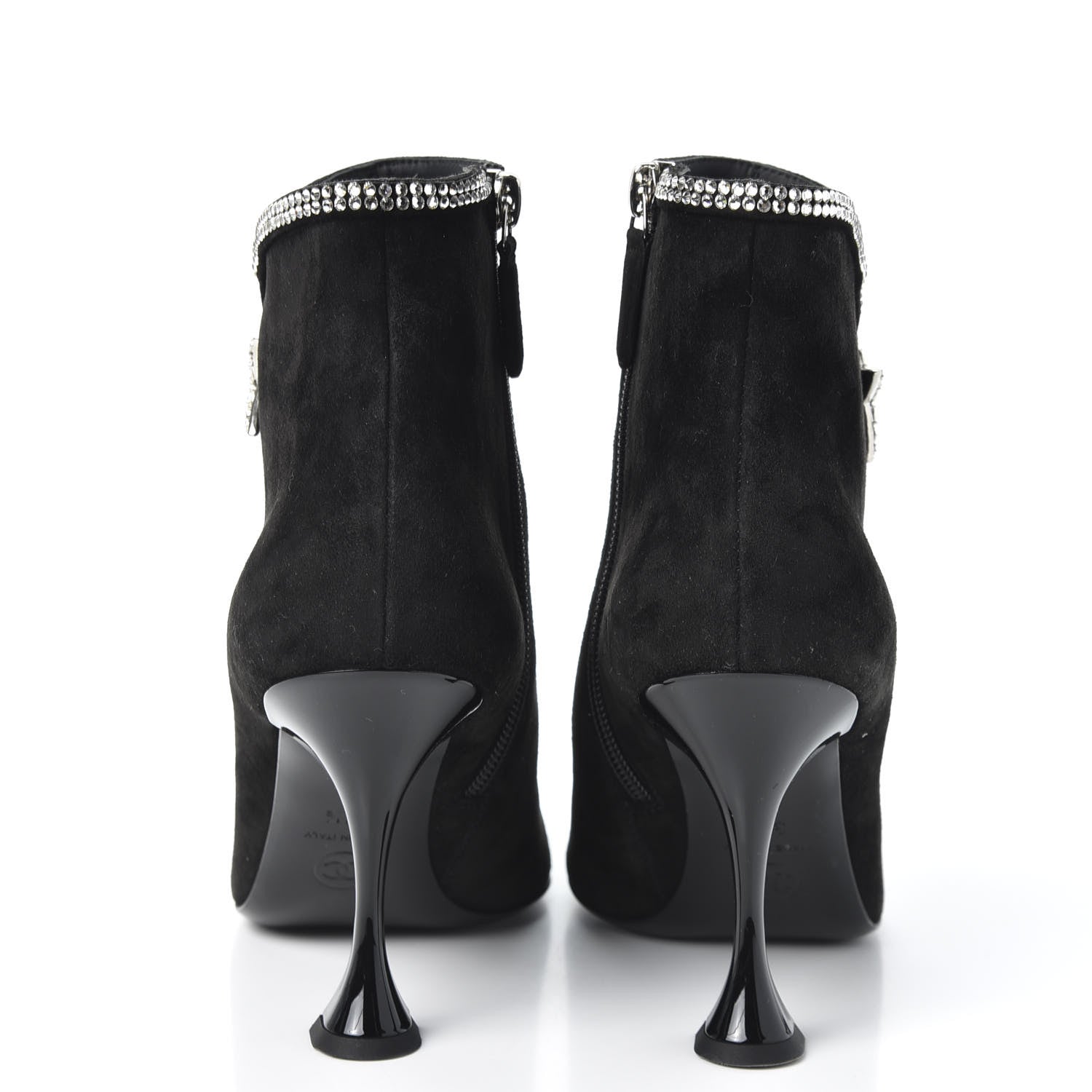 Chanel Suede Crystal Star Short Boots 37.5 Black 6 of 9