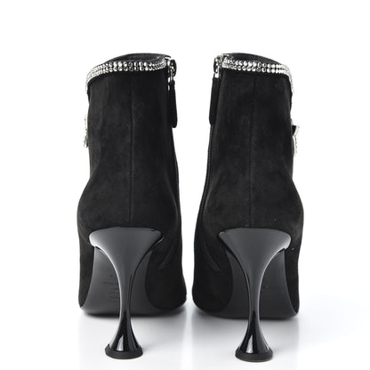 Chanel Suede Crystal Star Short Boots 37.5 Black 6 of 9