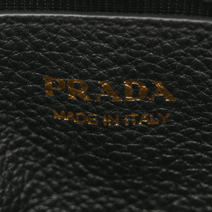 Prada Vitello Daino Soft Medium Double Zip Shoulder Bag Black 7 of 13