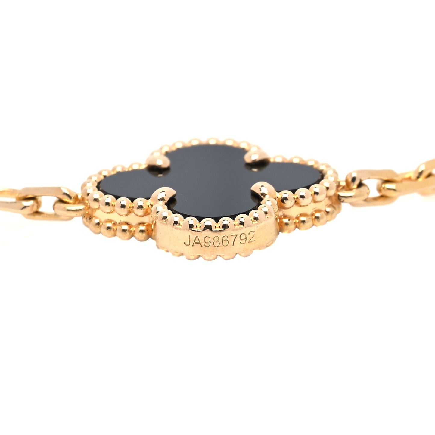 18K Yellow Gold Black Onyx 5 Motifs Vintage Alhambra Bracelet