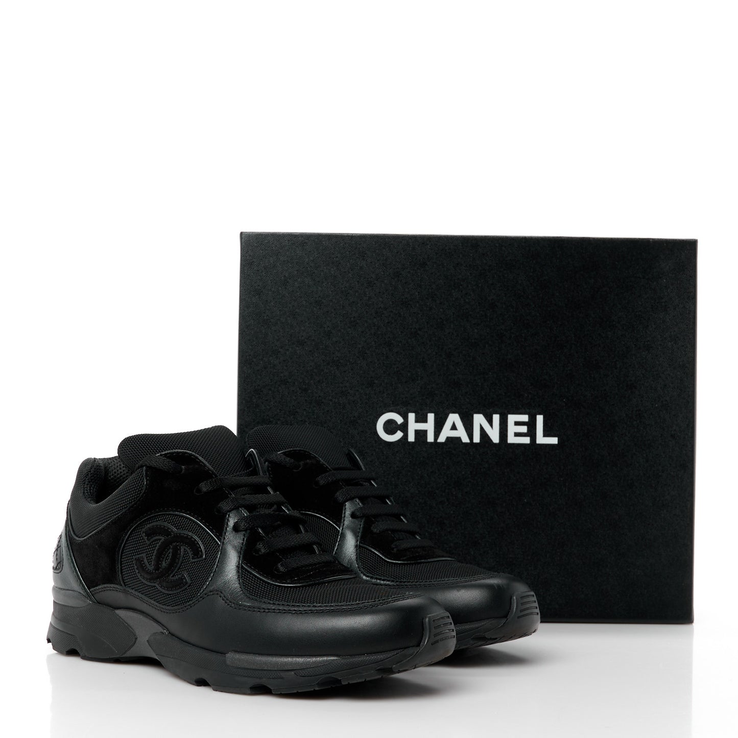 Toile Suede Calfskin CC Sneakers 38 Black