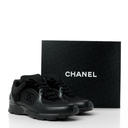 Chanel Toile Suede Calfskin CC Sneakers 38 Black 10 of 10