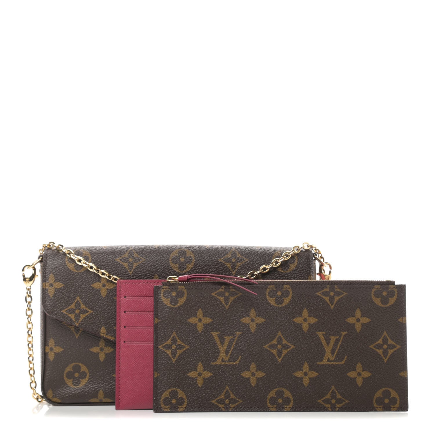 Louis Vuitton Monogram Pochette Felicie Chain Wallet Fuchsia 3 of 16