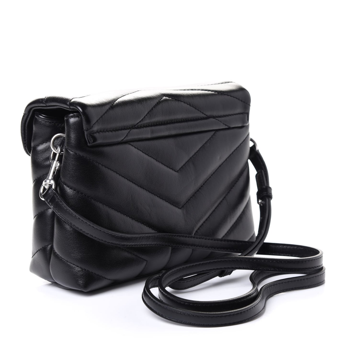 Calfskin Y Quilted Monogram Toy Loulou Crossbody Bag Black