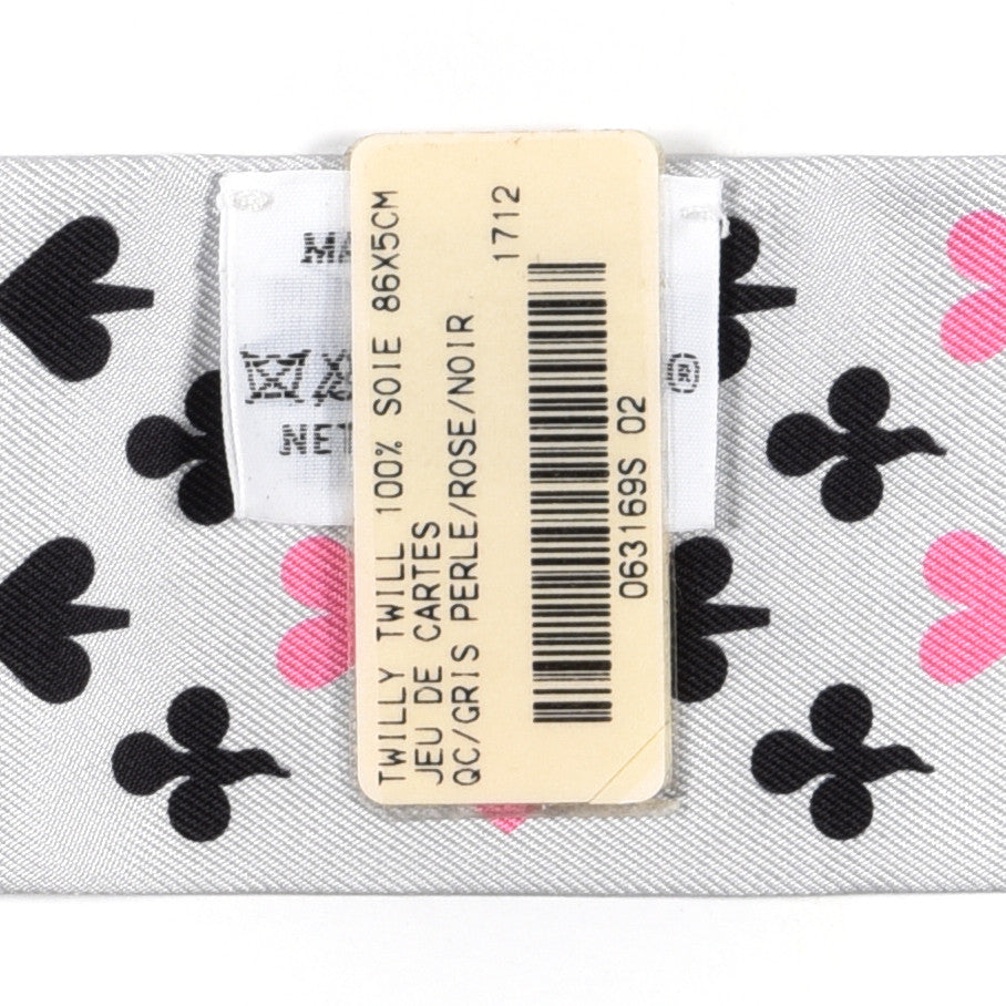 Hermes Silk Jeu de Cartes Twilly Gris Perle Rose Black 4 of 4