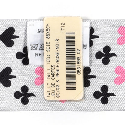 Hermes Silk Jeu de Cartes Twilly Gris Perle Rose Black 4 of 4
