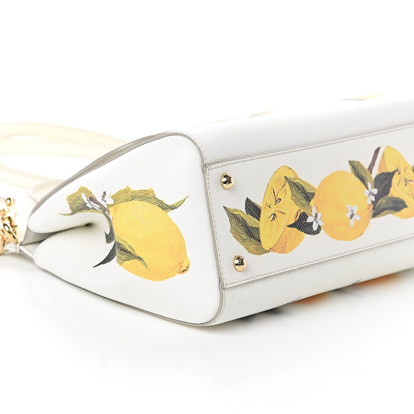 Dauphine Lemon Print Medium Miss Sicily Satchel White
