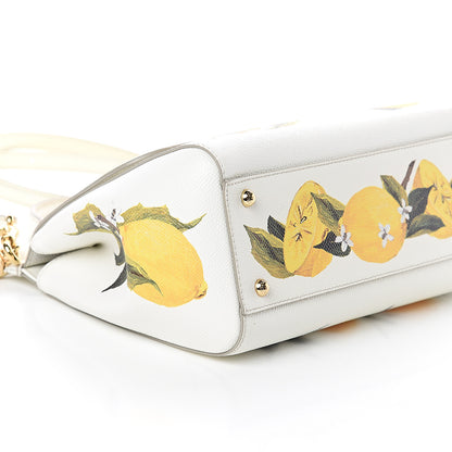 Dolce & Gabbana Dauphine Lemon Print Medium Miss Sicily Satchel White 7 of 8