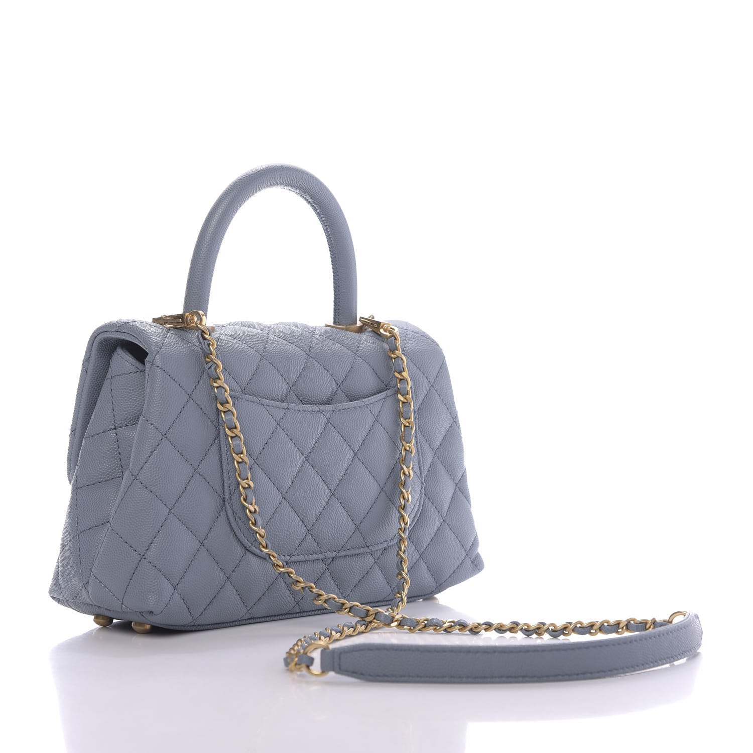 Chanel Caviar Quilted Mini Coco Handle Flap Light Blue 3 of 12