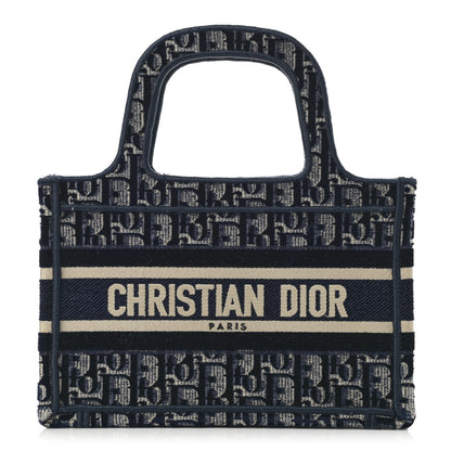 Christian Dior Velvet Oblique Embroidered Mini Book Tote Blue 1 of 11