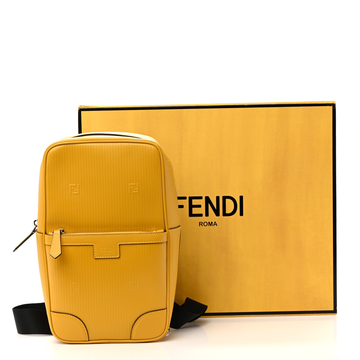 Fendi Vitello Astro Rubber Effect FF 1974 One-Shoulder Travel Backpack Sunflower 11 of 11