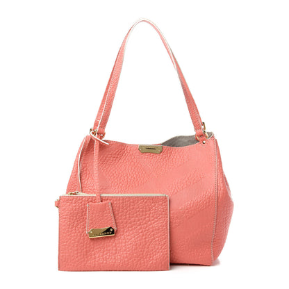 Burberry Signature Grain Calfskin Check Embossed Small Canterbury Tote Rose Pink 1 of 10