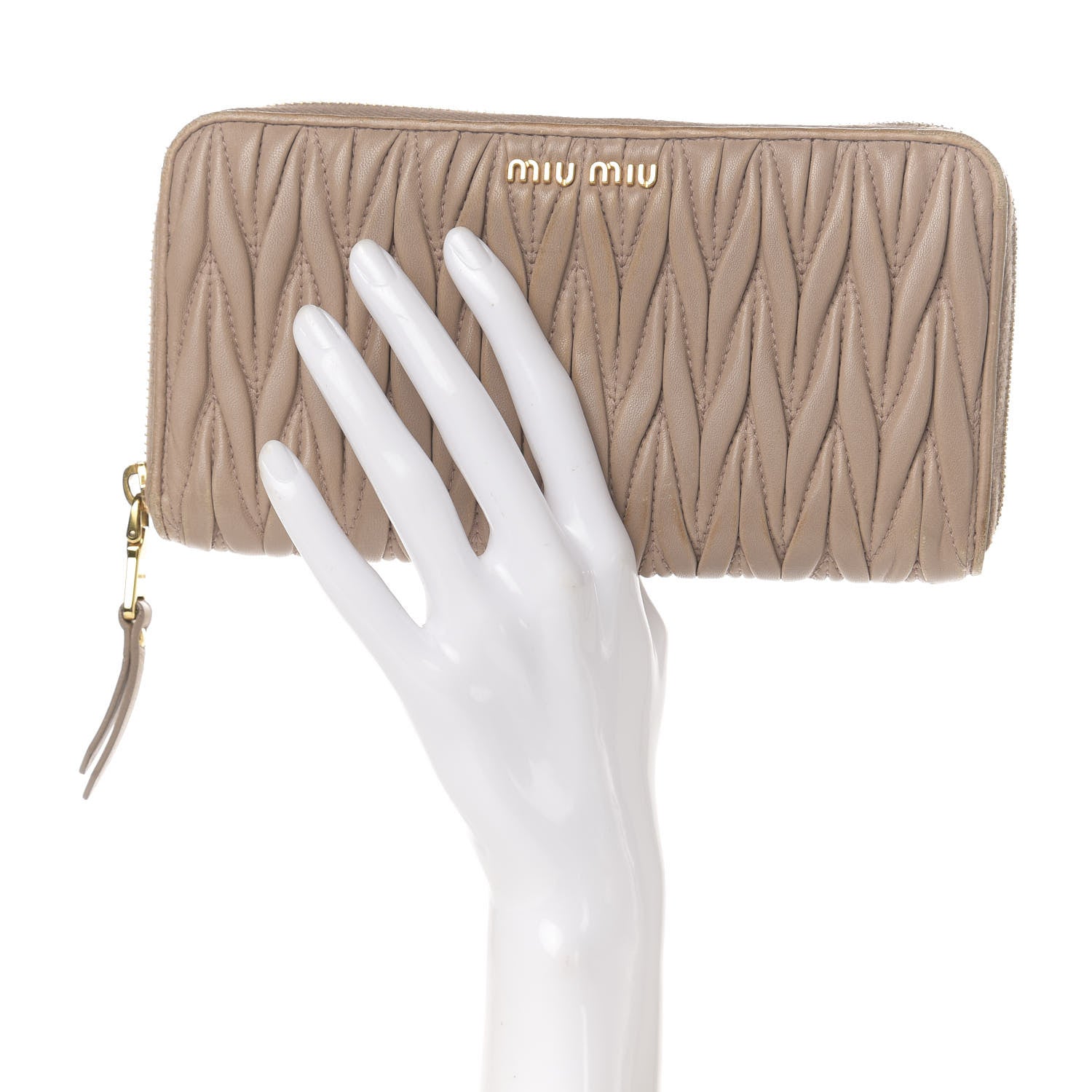 Miu Miu Matelasse Zip Around Wallet Cammeo 2 of 8