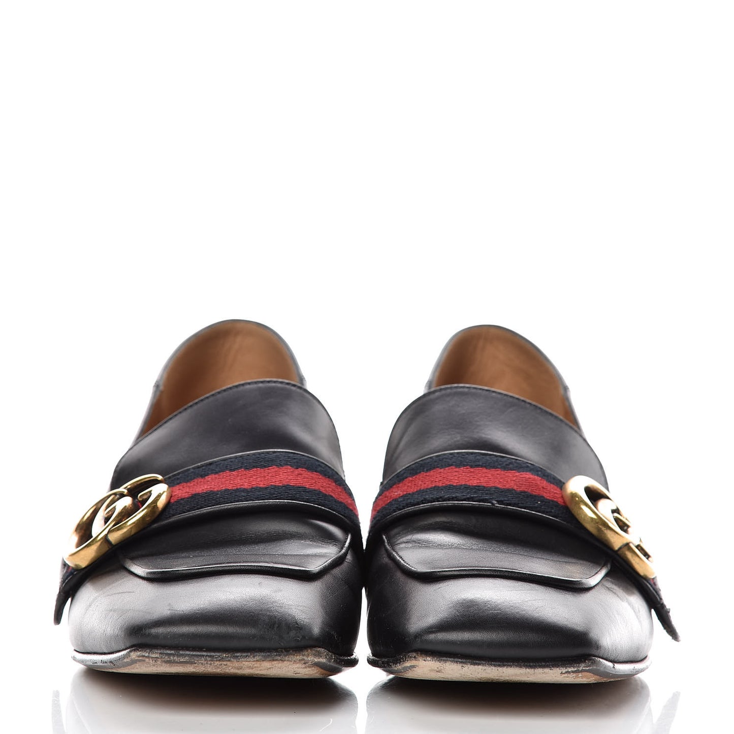 Betis Glamour Calfskin Web Pearl Embellished Peyton 35mm Loafer Pumps 39 Black