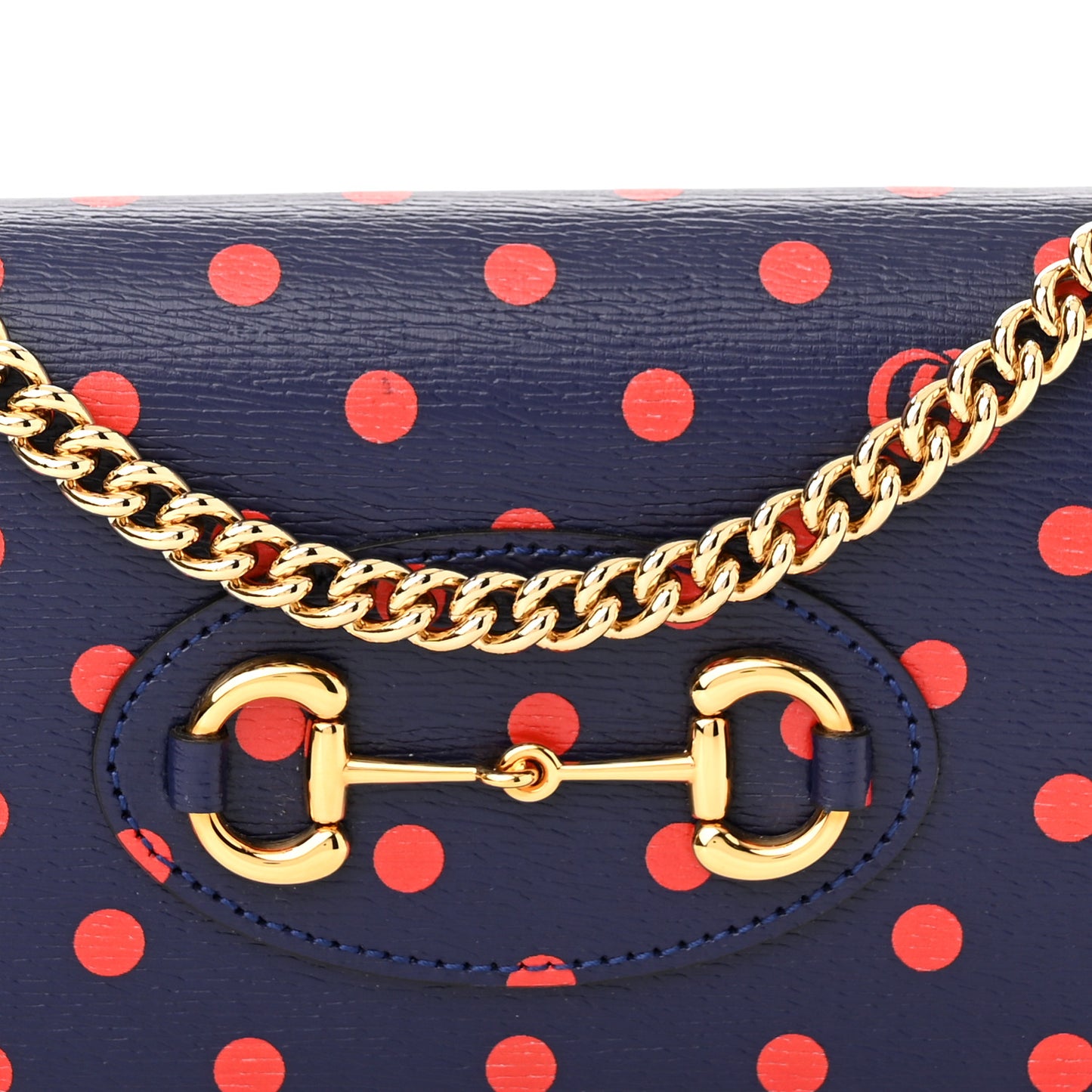 Shangai Calfskin Polka Dot Horsebit 1955 Wallet On Chain Blue Orange Sailor Blue