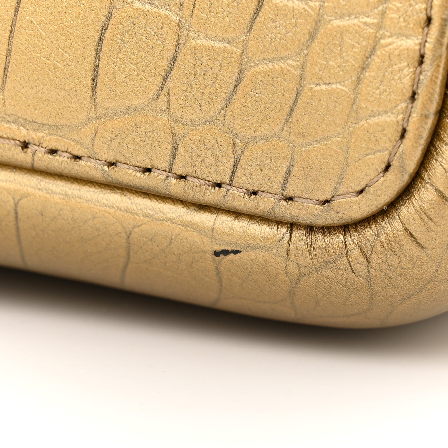 Metallic Calfskin Crocodile Embossed Medium Gabrielle Cocodile Hobo Gold