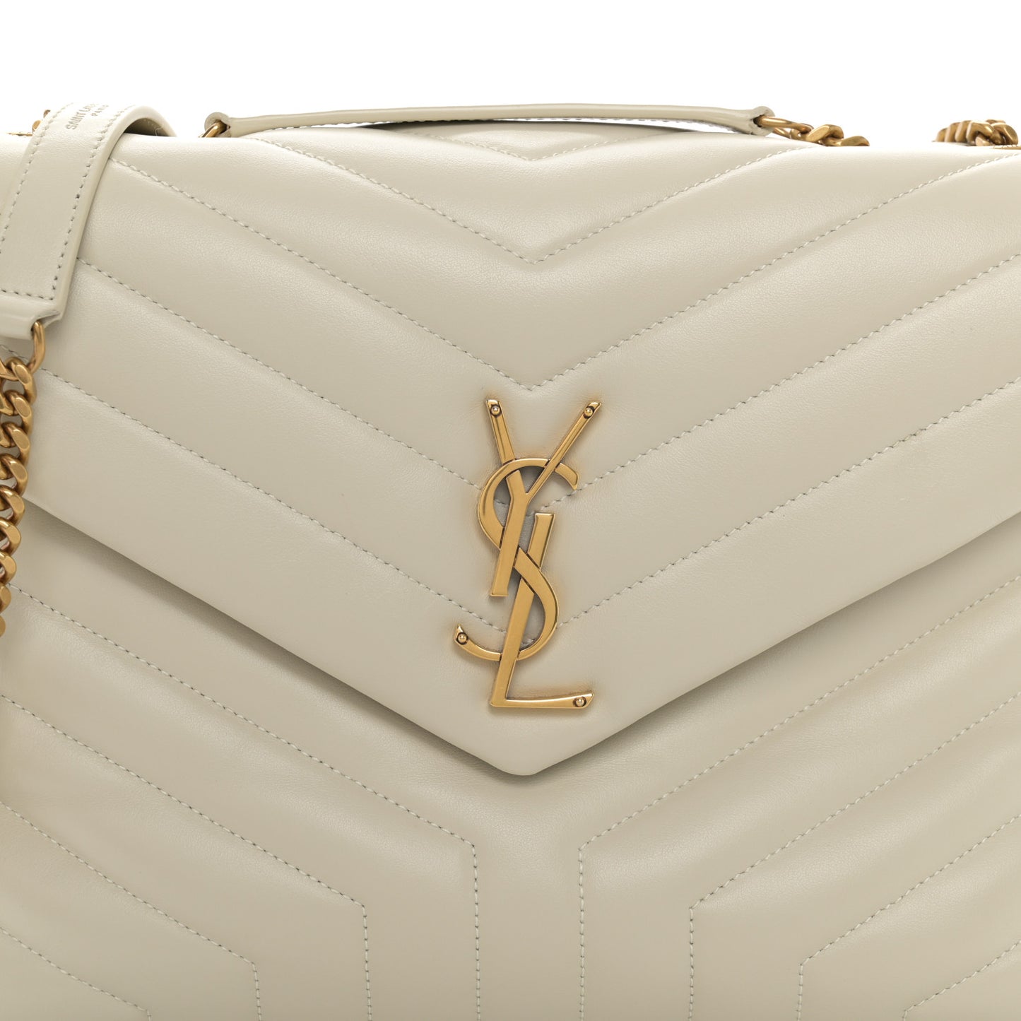 Calfskin Y Quilted Monogram Medium Loulou Chain Satchel Crema Soft