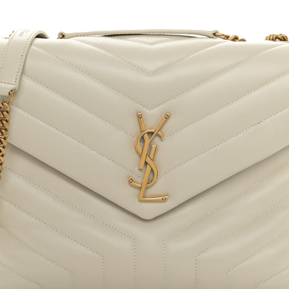 Saint Laurent Calfskin Y Quilted Monogram Medium Loulou Chain Satchel Crema Soft 7 of 11
