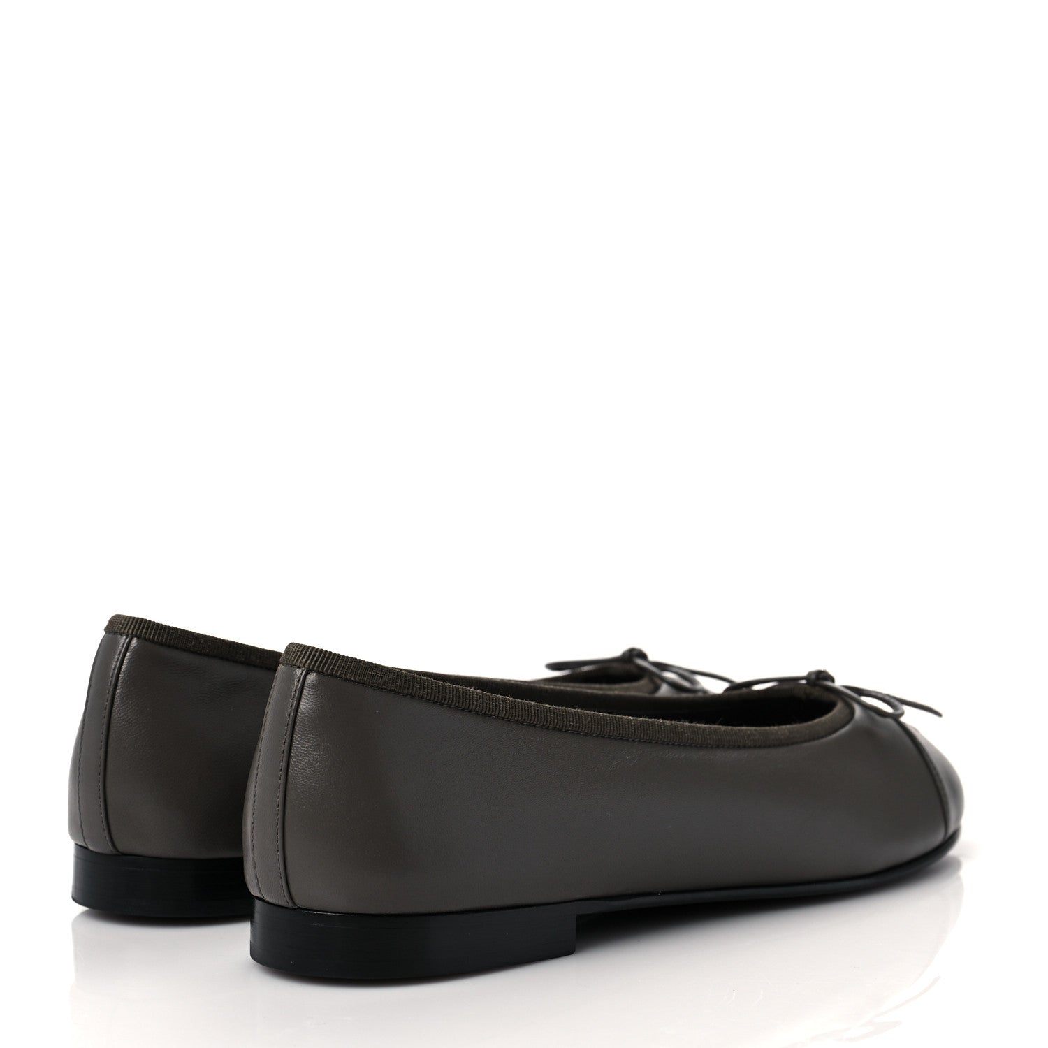 Chanel Lambskin Cap Toe CC Ballerina Flats 40 Dark Grey 4 of 9